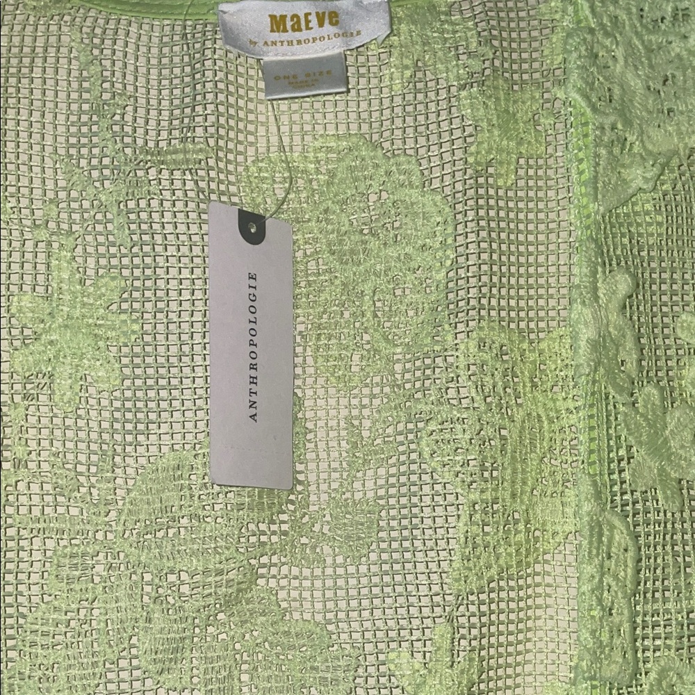 Maeve by Anthropogie 3D Lime Green Floral Lace Duster Size OS - Picture 6 of 7